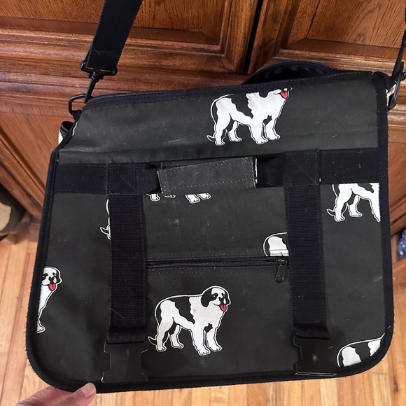 VTG Big Dogs 100% Cotton Canvas Traveler Expandable Messenger Bag Bernard- RARE - Picture 3 of 14